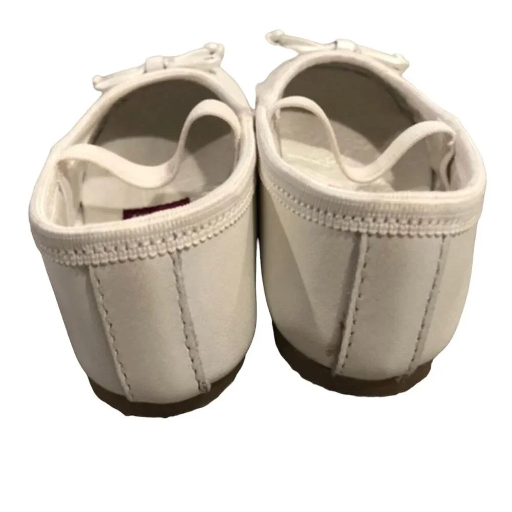 L'Amour Sz 5 White Bow Mary Jane Ballet Flats Shoes